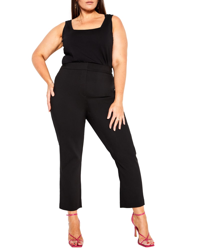 Front of a model wearing a size XXL PANT SOPHIE in BLACK by City Chic. | dia_product_style_image_id:352848